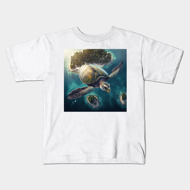 The flying turtle Kids T-Shirt by Imagier